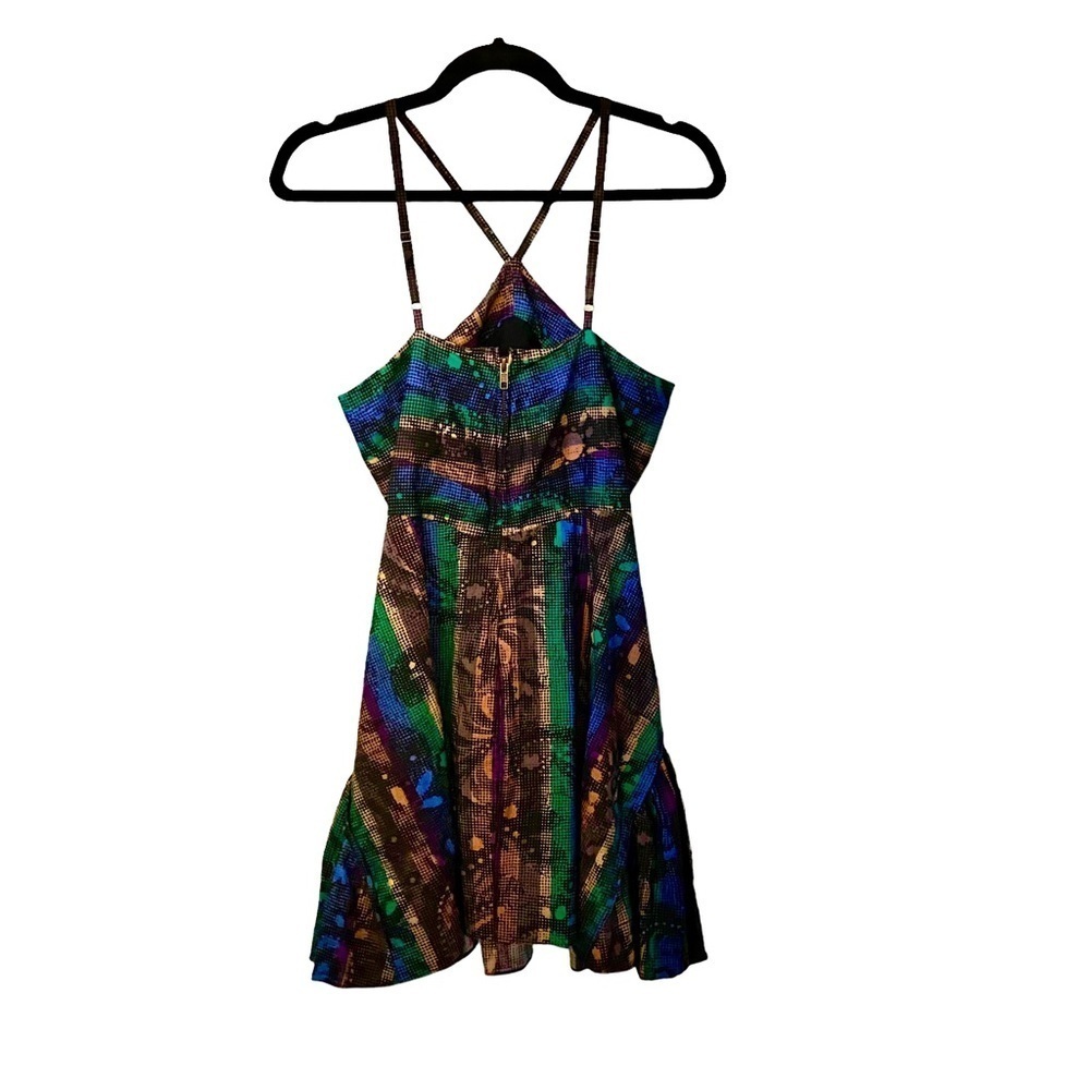 ECOTE’ Urban Outfitters Beaded Fit/Flare Cami-Strap Tribal Print Mini Dress sz 6 - Picture 3 of 6
